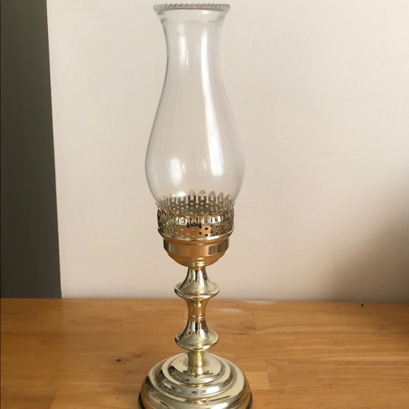 Elegant Gold VTG Glass candle Hurricane Lamp - Picture 2 of 11